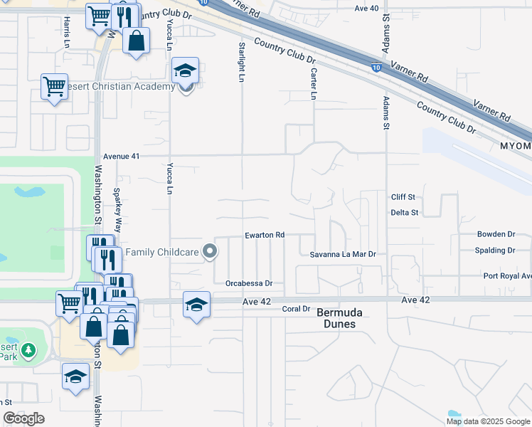 map of restaurants, bars, coffee shops, grocery stores, and more near 78584 Blackstone Court in Bermuda Dunes