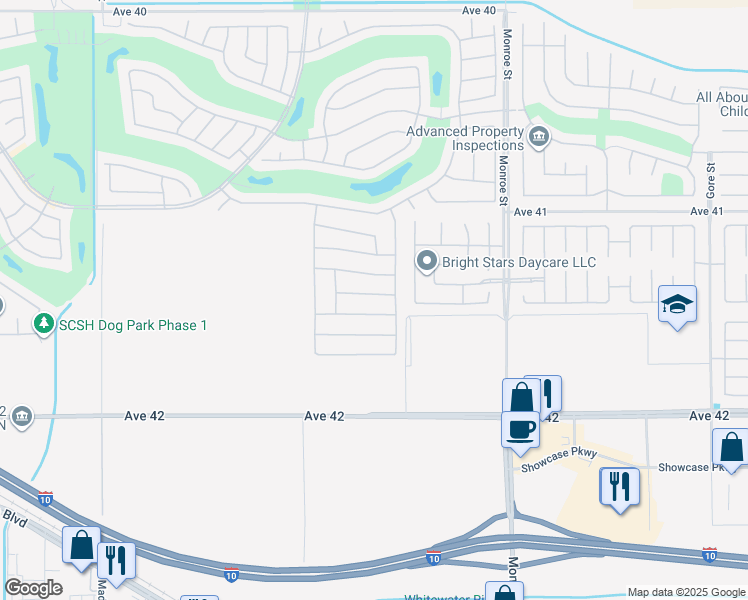 map of restaurants, bars, coffee shops, grocery stores, and more near 81690 Avenida Alturas in Indio