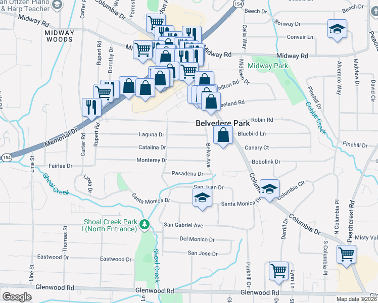 map of restaurants, bars, coffee shops, grocery stores, and more near 3002 Catalina Drive in Decatur