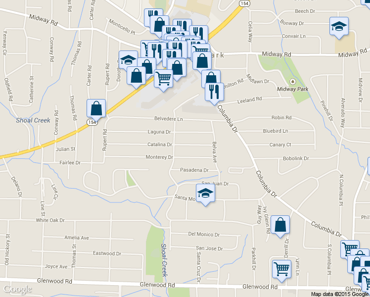 map of restaurants, bars, coffee shops, grocery stores, and more near 2985 Catalina Drive in Decatur