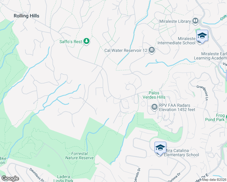 map of restaurants, bars, coffee shops, grocery stores, and more near 60 Crest Road East in Rolling Hills
