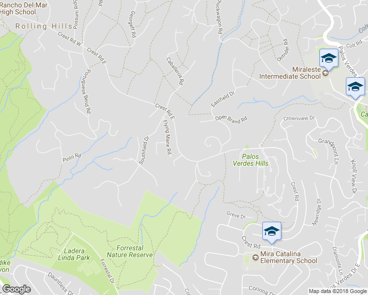 map of restaurants, bars, coffee shops, grocery stores, and more near 60 Crest Road East in Rolling Hills