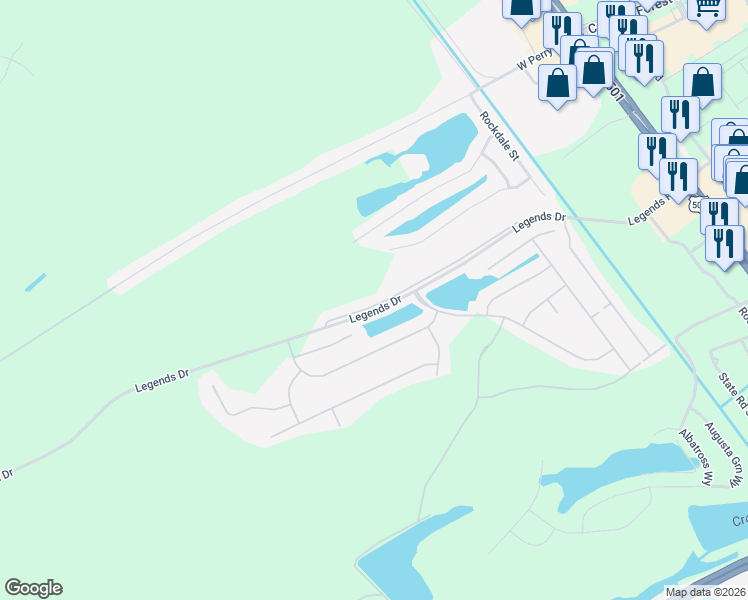 map of restaurants, bars, coffee shops, grocery stores, and more near 260 Legends Village Loop in Myrtle Beach