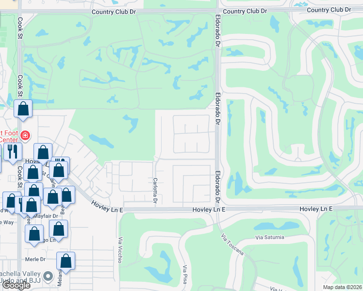 map of restaurants, bars, coffee shops, grocery stores, and more near 2 Adria Circle in Palm Desert