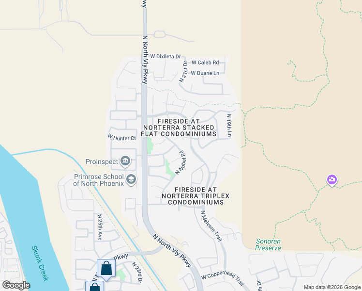 map of restaurants, bars, coffee shops, grocery stores, and more near 28915 North Nobel Road in Phoenix