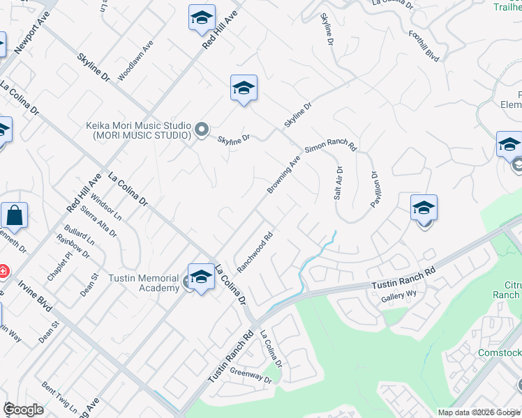 map of restaurants, bars, coffee shops, grocery stores, and more near 12232 Browning Avenue in Santa Ana