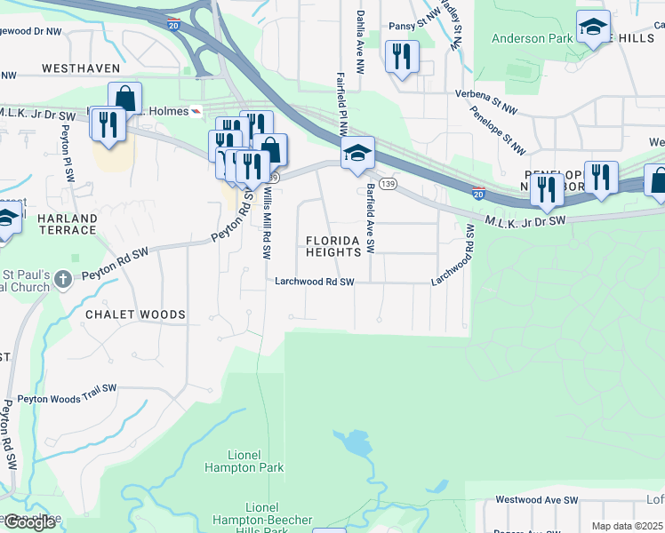 map of restaurants, bars, coffee shops, grocery stores, and more near 269 Florida Avenue Southwest in Atlanta
