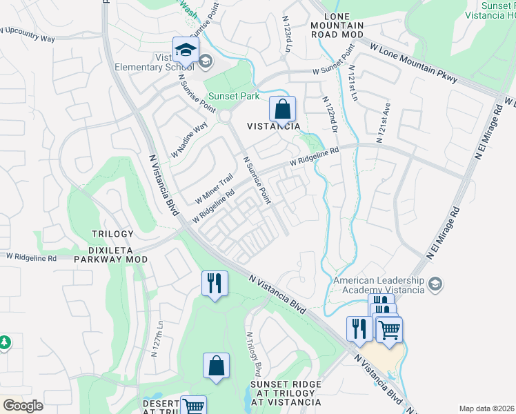 map of restaurants, bars, coffee shops, grocery stores, and more near 29044 North 124th Drive in Peoria