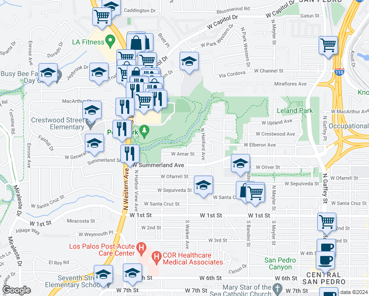 map of restaurants, bars, coffee shops, grocery stores, and more near 525 North Walker Avenue in Los Angeles