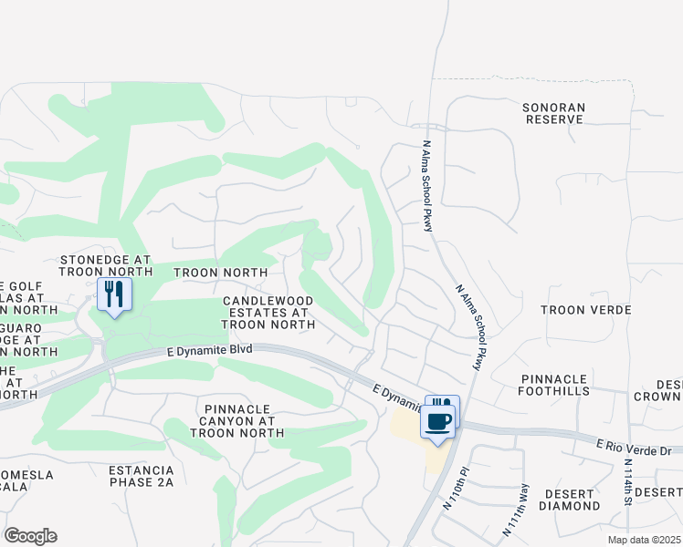 map of restaurants, bars, coffee shops, grocery stores, and more near 29042 North 108th Street in Scottsdale