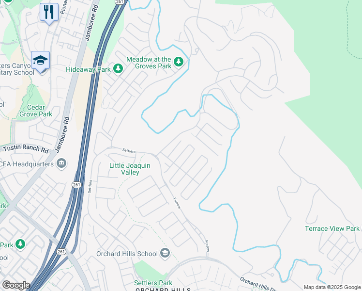 map of restaurants, bars, coffee shops, grocery stores, and more near 108 Whisper Rock in Irvine