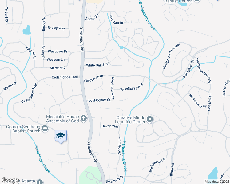 map of restaurants, bars, coffee shops, grocery stores, and more near 4845 Woodhurst Way in Stone Mountain