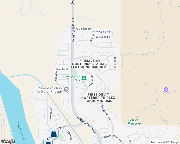 map of restaurants, bars, coffee shops, grocery stores, and more near 28911 North Noble Road in Phoenix