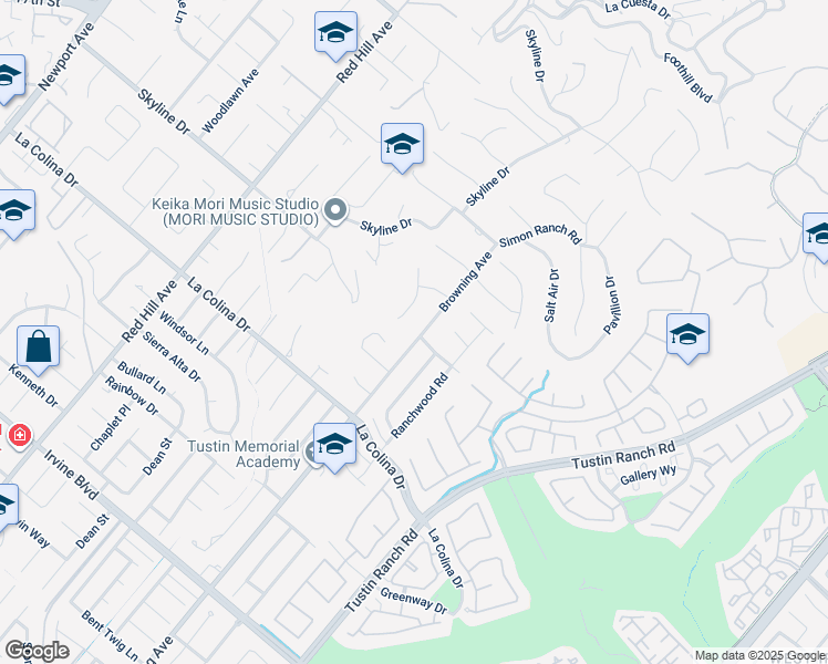 map of restaurants, bars, coffee shops, grocery stores, and more near 12261 Browning Avenue in Santa Ana