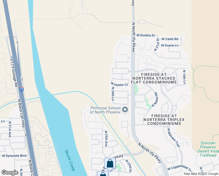 map of restaurants, bars, coffee shops, grocery stores, and more near 29106 North 24th Lane in Phoenix