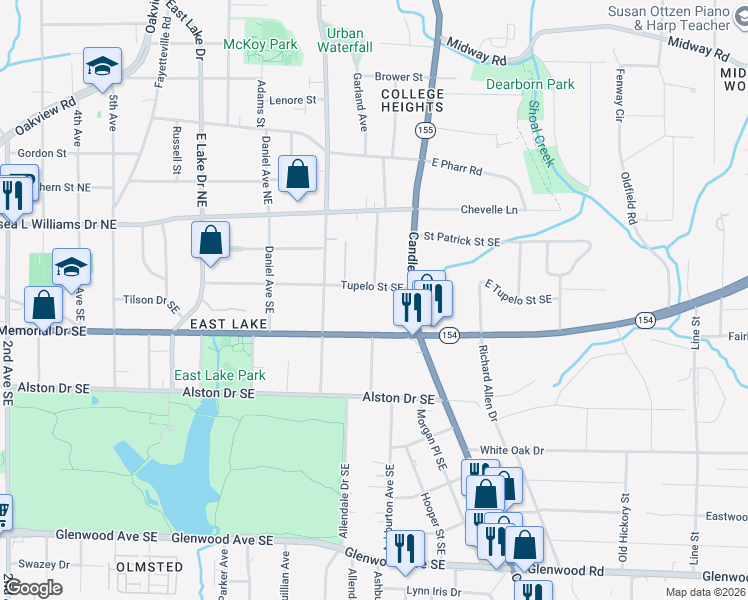 map of restaurants, bars, coffee shops, grocery stores, and more near 2841 Tupelo Street Southeast in Atlanta