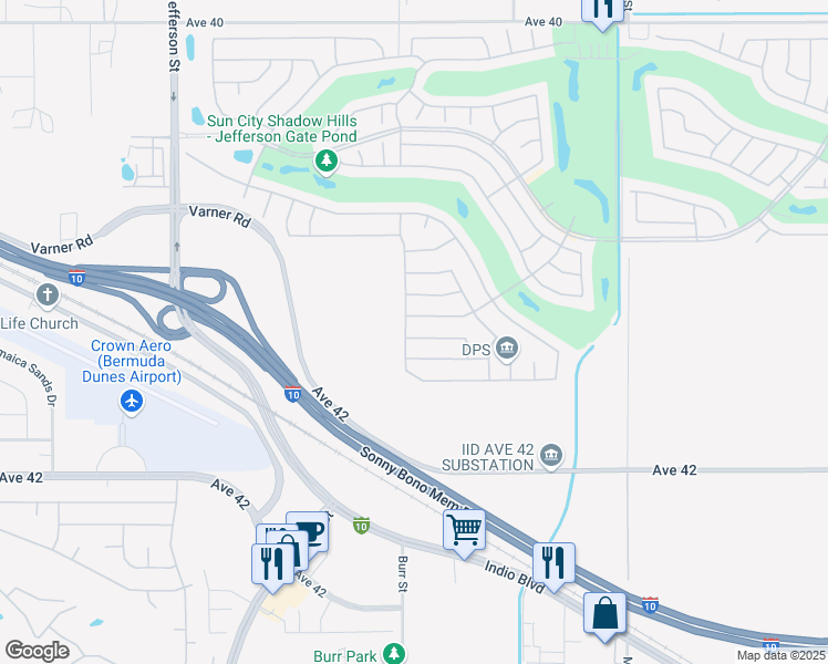 map of restaurants, bars, coffee shops, grocery stores, and more near 80528 Avenida San Fernando in Indio