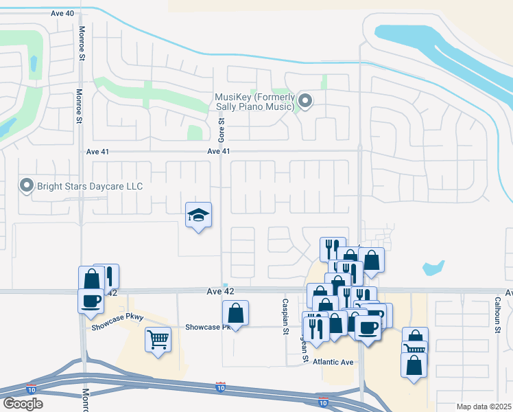 map of restaurants, bars, coffee shops, grocery stores, and more near 41401 Edwards Court in Indio