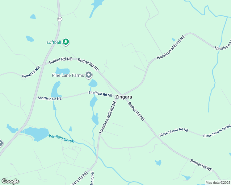 map of restaurants, bars, coffee shops, grocery stores, and more near 2141 Bethel Road Northeast in Conyers