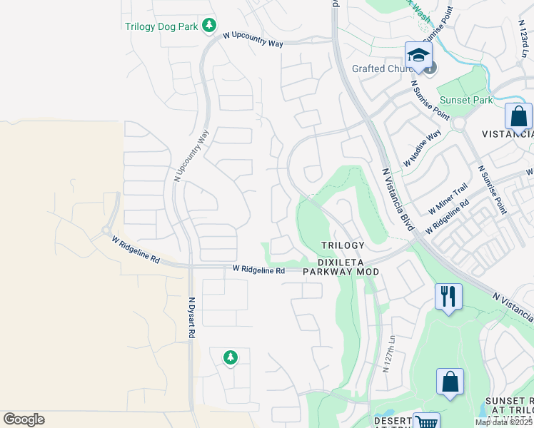 map of restaurants, bars, coffee shops, grocery stores, and more near 29302 North 130th Glen in Peoria