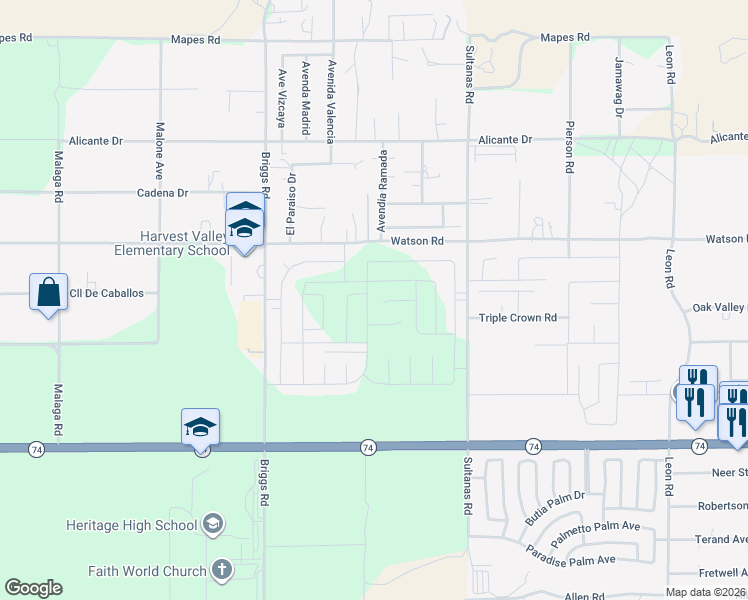 map of restaurants, bars, coffee shops, grocery stores, and more near 25435 Calamity Lane in Homeland