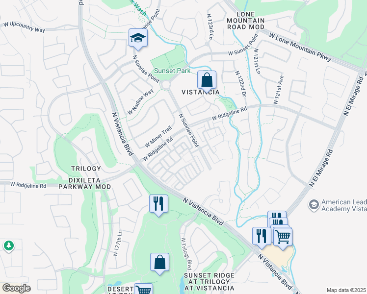 map of restaurants, bars, coffee shops, grocery stores, and more near 29073 North 124th Lane in Peoria