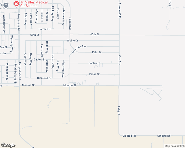 map of restaurants, bars, coffee shops, grocery stores, and more near 67912 Prose Street in Salome