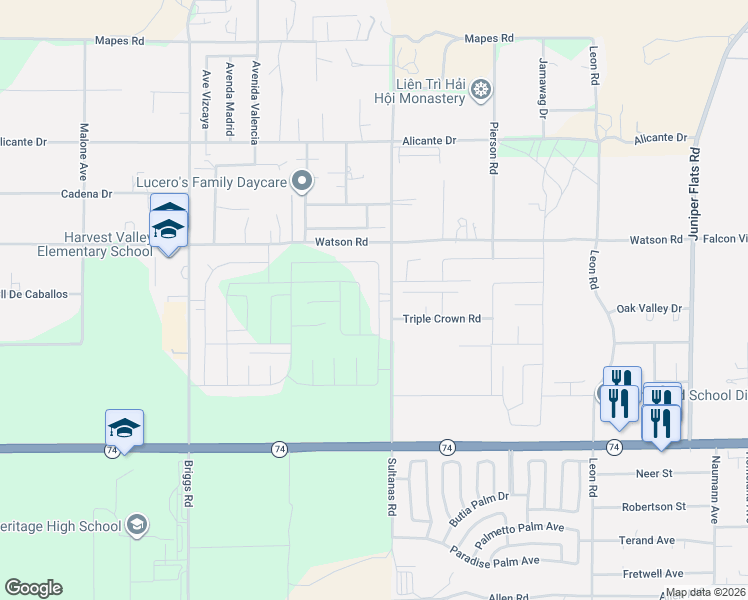 map of restaurants, bars, coffee shops, grocery stores, and more near 25507 Calamity Lane in Homeland