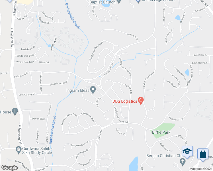 map of restaurants, bars, coffee shops, grocery stores, and more near 5031 Golf Link Court in Stone Mountain