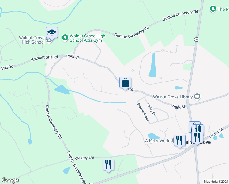 map of restaurants, bars, coffee shops, grocery stores, and more near 651 Magnolia Drive in Loganville