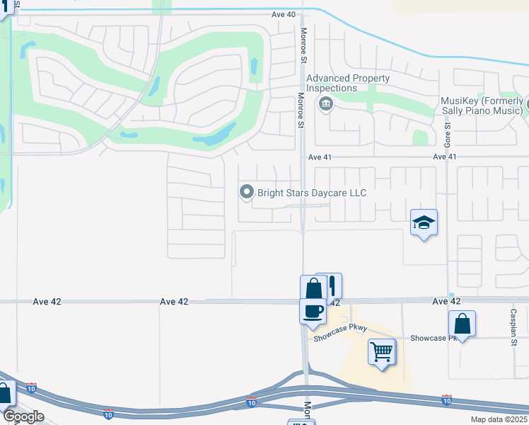 map of restaurants, bars, coffee shops, grocery stores, and more near 81865 Villa Palazzo in Indio