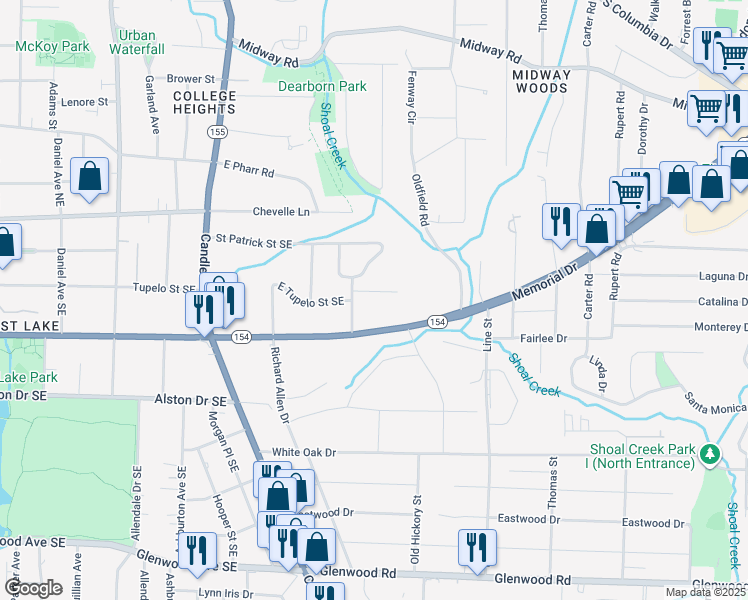 map of restaurants, bars, coffee shops, grocery stores, and more near 2579 East Tupelo Street Southeast in Atlanta