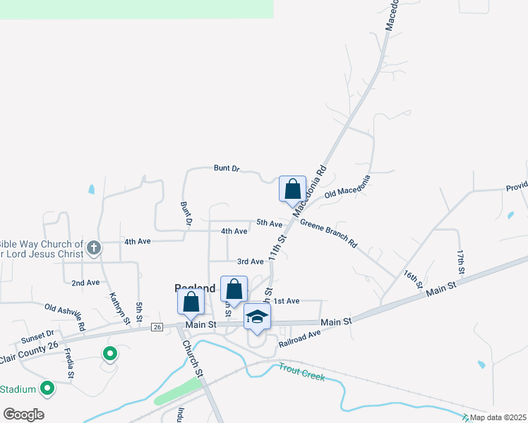 map of restaurants, bars, coffee shops, grocery stores, and more near 915 5th Avenue in Ragland