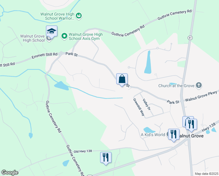 map of restaurants, bars, coffee shops, grocery stores, and more near 649 Magnolia Drive in Loganville
