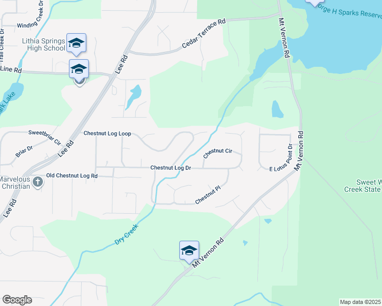 map of restaurants, bars, coffee shops, grocery stores, and more near 2191 Chestnut Log Loop in Lithia Springs