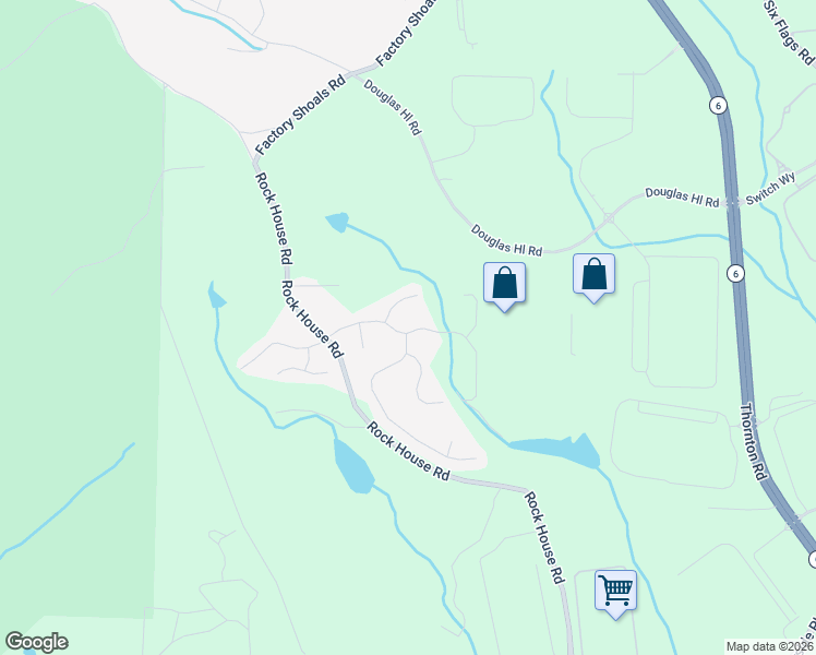 map of restaurants, bars, coffee shops, grocery stores, and more near 822 Rock Hill Parkway in Lithia Springs