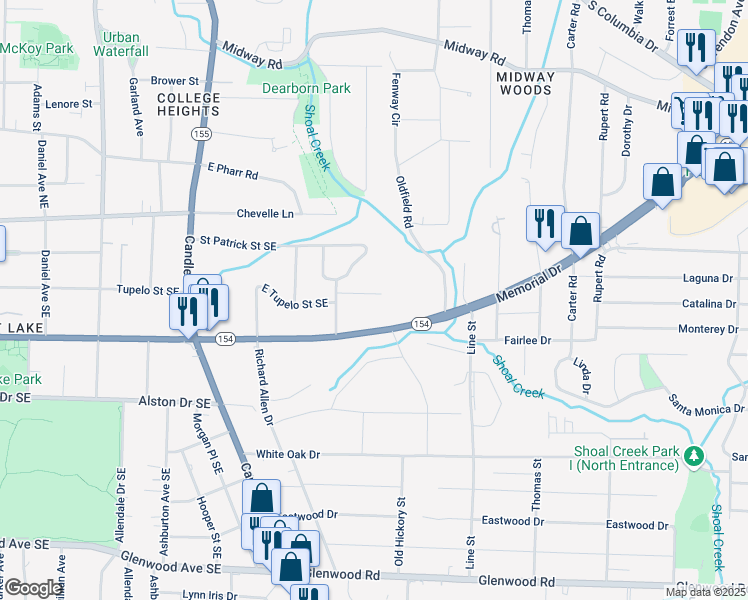 map of restaurants, bars, coffee shops, grocery stores, and more near 2599 East Tupelo Street Southeast in Atlanta