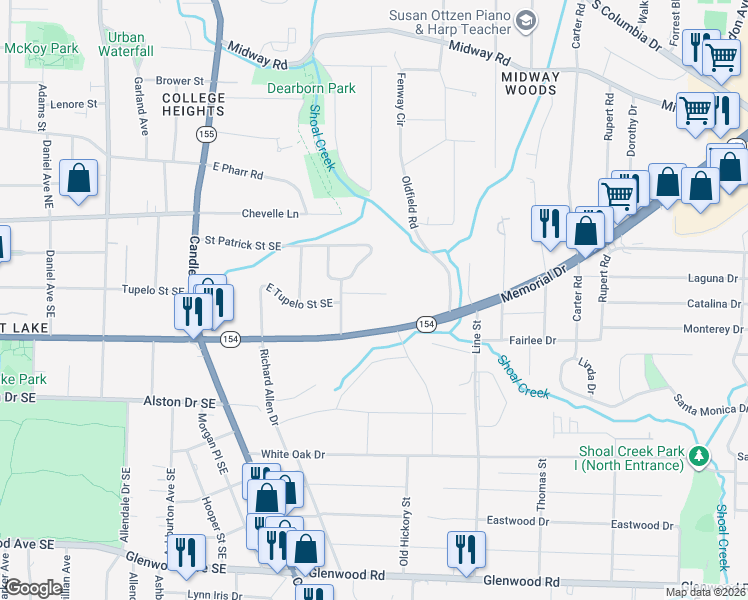 map of restaurants, bars, coffee shops, grocery stores, and more near 2579 East Tupelo Street Southeast in Atlanta
