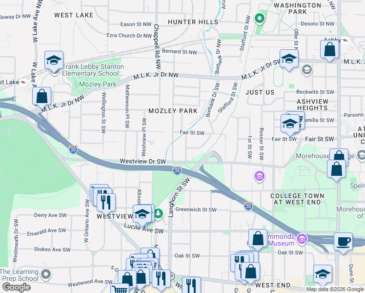 map of restaurants, bars, coffee shops, grocery stores, and more near 248 Chicamauga Avenue Southwest in Atlanta