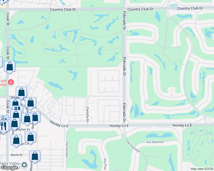 map of restaurants, bars, coffee shops, grocery stores, and more near 2 Adria Circle in Palm Desert