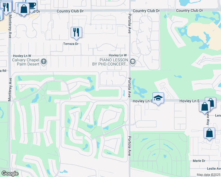 map of restaurants, bars, coffee shops, grocery stores, and more near 427 Sierra Madre North in Palm Desert