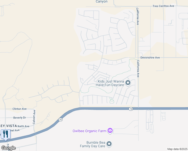 map of restaurants, bars, coffee shops, grocery stores, and more near 248 4 Seasons Boulevard in Hemet
