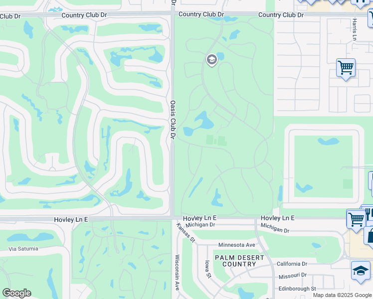 map of restaurants, bars, coffee shops, grocery stores, and more near 41347 Princeville Lane in Palm Desert