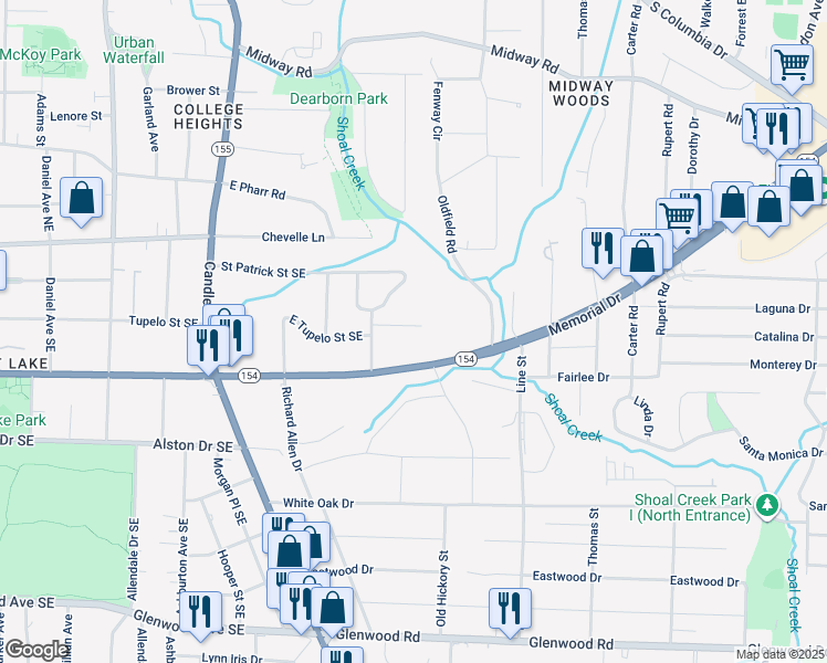 map of restaurants, bars, coffee shops, grocery stores, and more near 2599 East Tupelo Street Southeast in Atlanta
