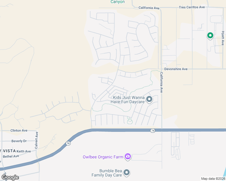 map of restaurants, bars, coffee shops, grocery stores, and more near 263 Firestone Lane in Hemet