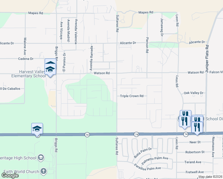 map of restaurants, bars, coffee shops, grocery stores, and more near 25483 Calamity Lane in Homeland