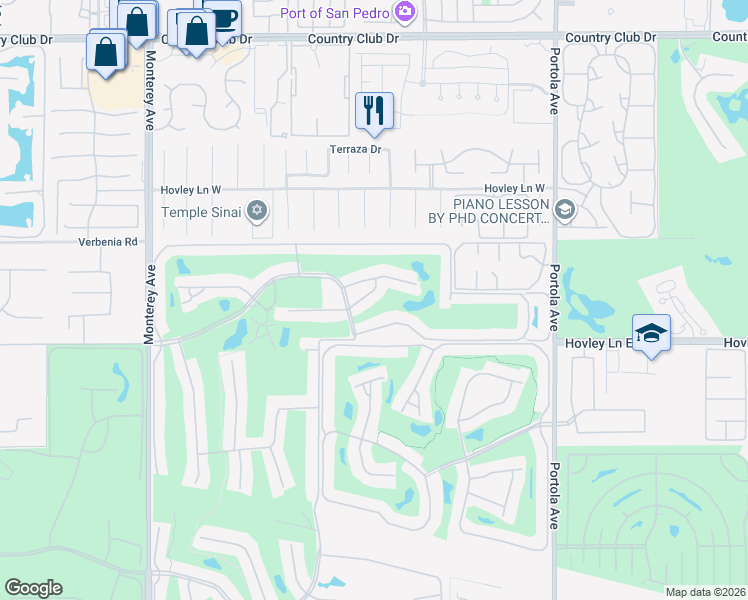 map of restaurants, bars, coffee shops, grocery stores, and more near 319 Durango in Palm Desert