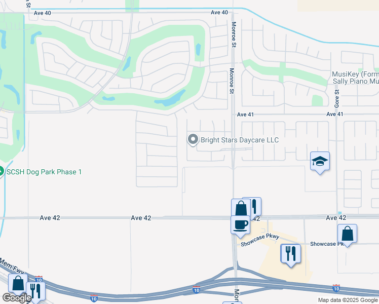 map of restaurants, bars, coffee shops, grocery stores, and more near 41364 Corte Nella Vita in Indio