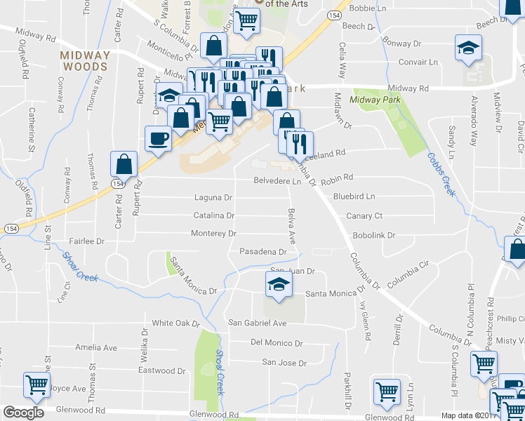 map of restaurants, bars, coffee shops, grocery stores, and more near 3002 Catalina Drive in Decatur
