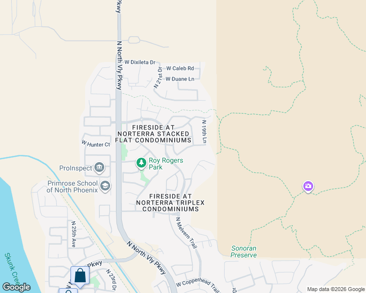 map of restaurants, bars, coffee shops, grocery stores, and more near 2012 West Steed Ridge in Phoenix